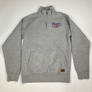 Coors Banquet Fleece Quarter Zip Sweatshirt Mens Small Heather Grey Mock Landway